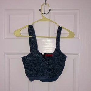 Denim bra top with zipper